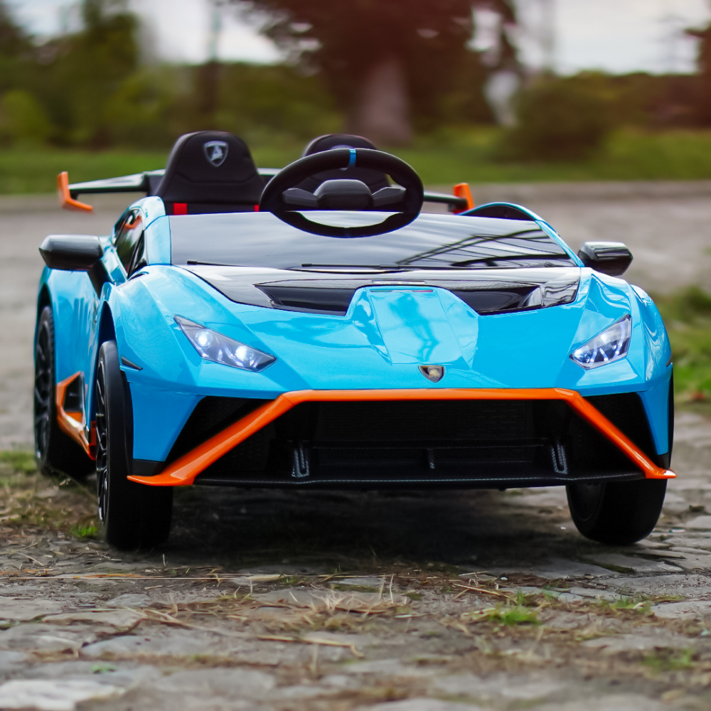 Masinuta electrica cu functie drift Lamborghini Huracan STO, putere 220W, 12V Premium, albastra [2]