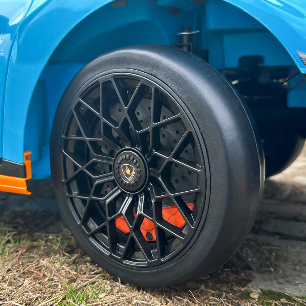 Masinuta electrica cu functie drift Lamborghini Huracan STO, putere 220W, 12V Premium, albastra [19]