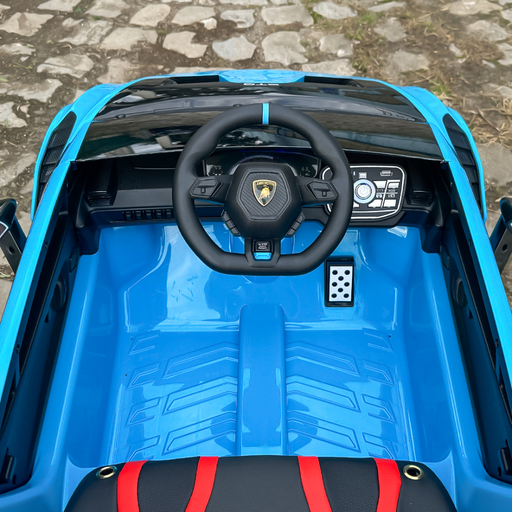 Masinuta electrica cu functie drift Lamborghini Huracan STO, putere 220W, 12V Premium, albastra [17]