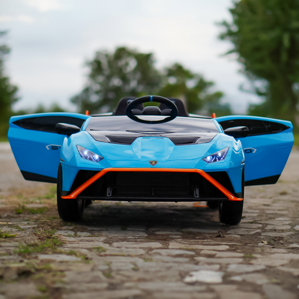 Masinuta electrica cu functie drift Lamborghini Huracan STO, putere 220W, 12V Premium, albastra [14]