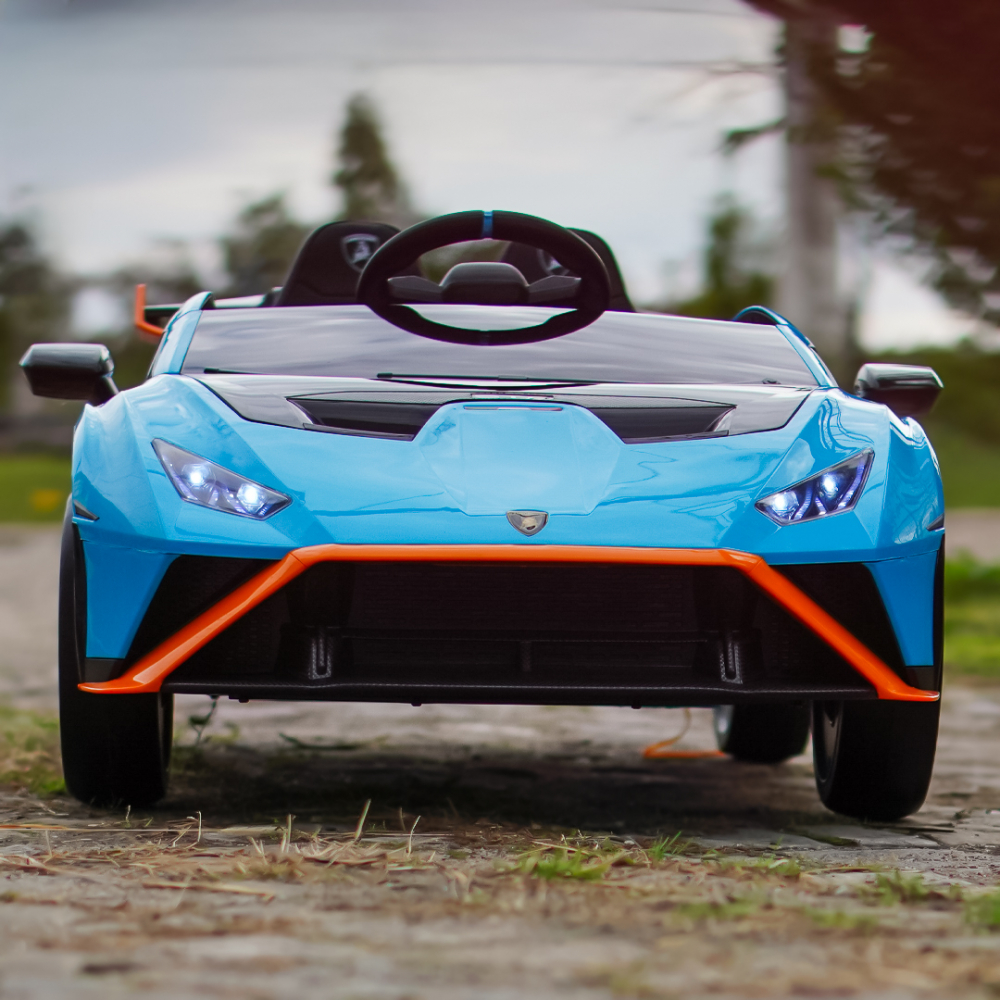 Masinuta electrica cu functie drift Lamborghini Huracan STO, putere 220W, 12V Premium, albastra [13]