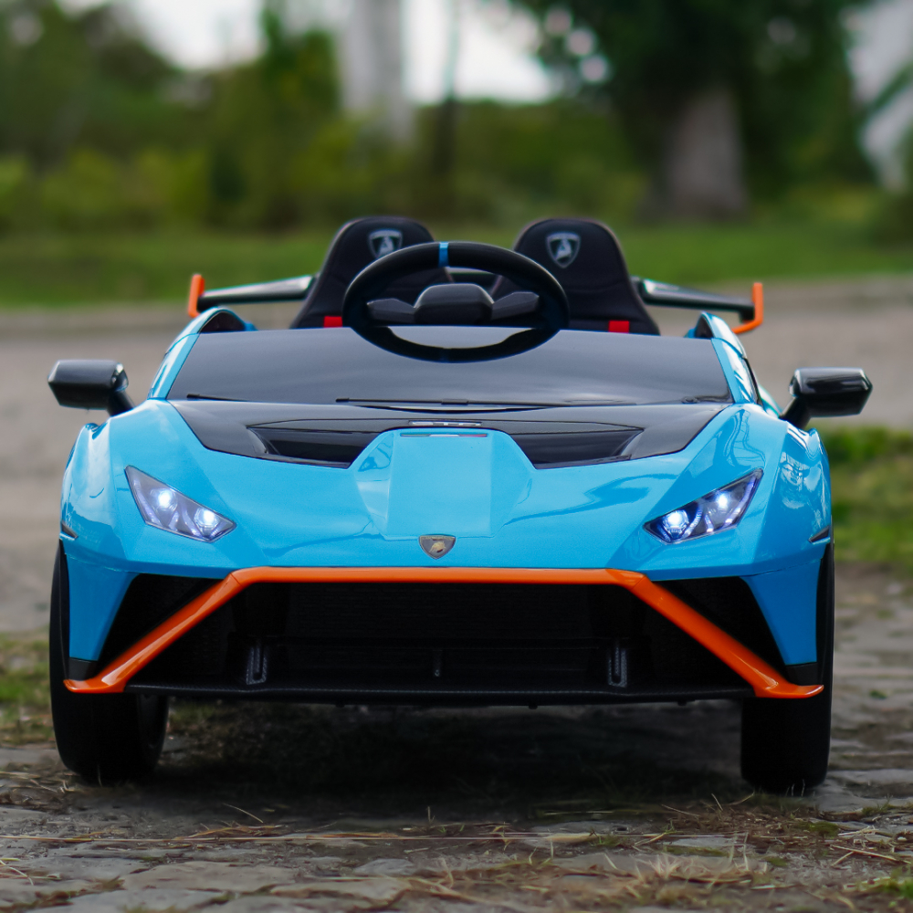 Masinuta electrica cu functie drift Lamborghini Huracan STO, putere 220W, 12V Premium, albastra [12]