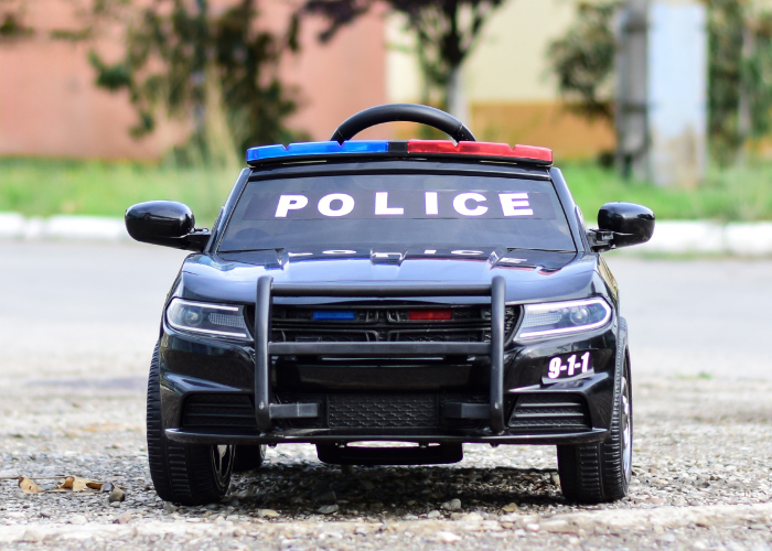 Masinuta electrica de politie Kinderauto JC666 70W 12V cu scaun tapitat, culoare Negru [5]
