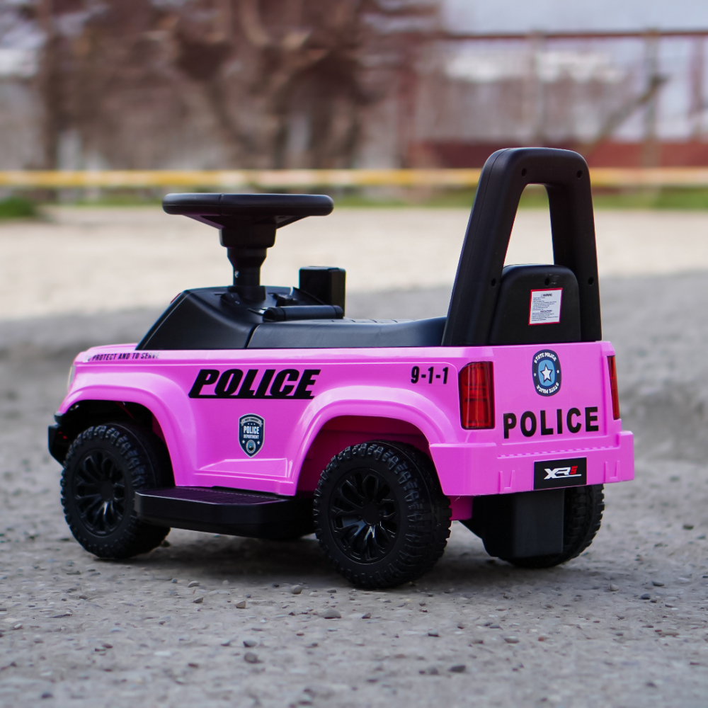 Masinuta electrica de politie Kinderauto Police 30W 6V cu megafon si music player, bluetooth, culoare Roz [6]