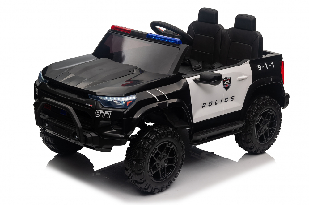 Masinuta electrica de politie pentru 2 copii, Kinderauto Police Patrol, 4x4, 800W, 24V, dotari premium, neagra [11]