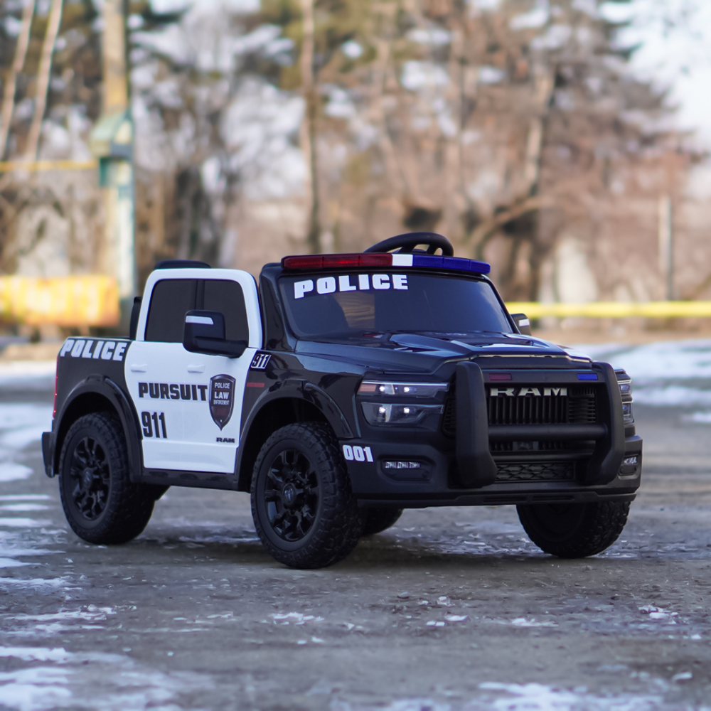 Masinuta electrica de politie pentru 2 copii, DODGE RAM 2500 REBEL, 400W, 24V, echipare, premium, neagra [10]
