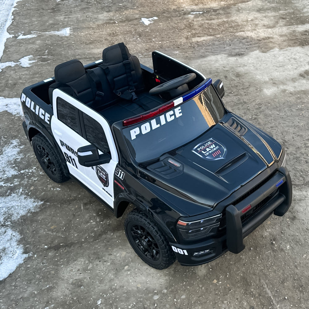 Masinuta electrica de politie pentru 2 copii, DODGE RAM 2500 REBEL, 400W, 24V, echipare, premium, neagra [15]