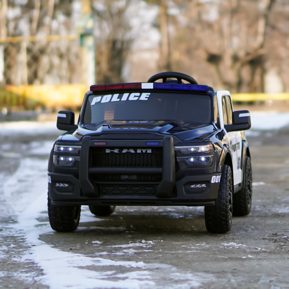 Masinuta electrica de politie pentru 2 copii, DODGE RAM 2500 REBEL, 400W, 24V, echipare, premium, neagra [3]