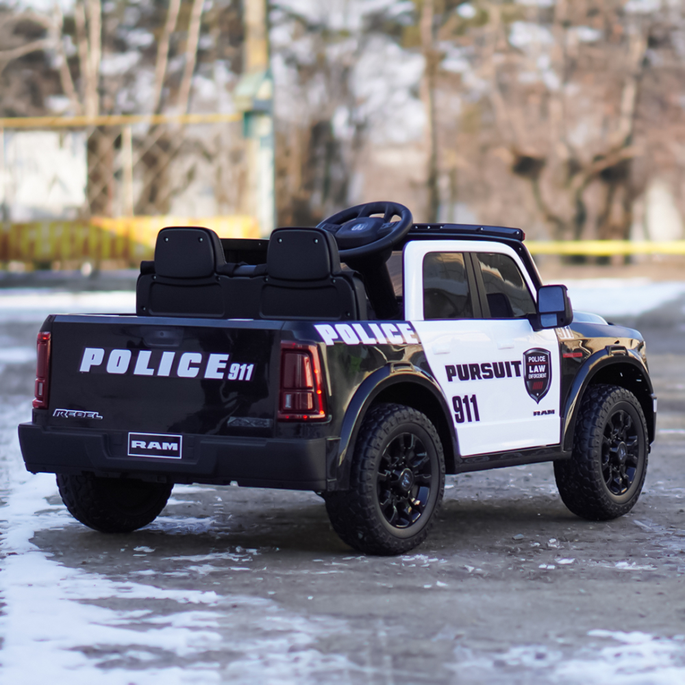 Masinuta electrica de politie pentru 2 copii, DODGE RAM 2500 REBEL, 400W, 24V, echipare, premium, neagra [8]