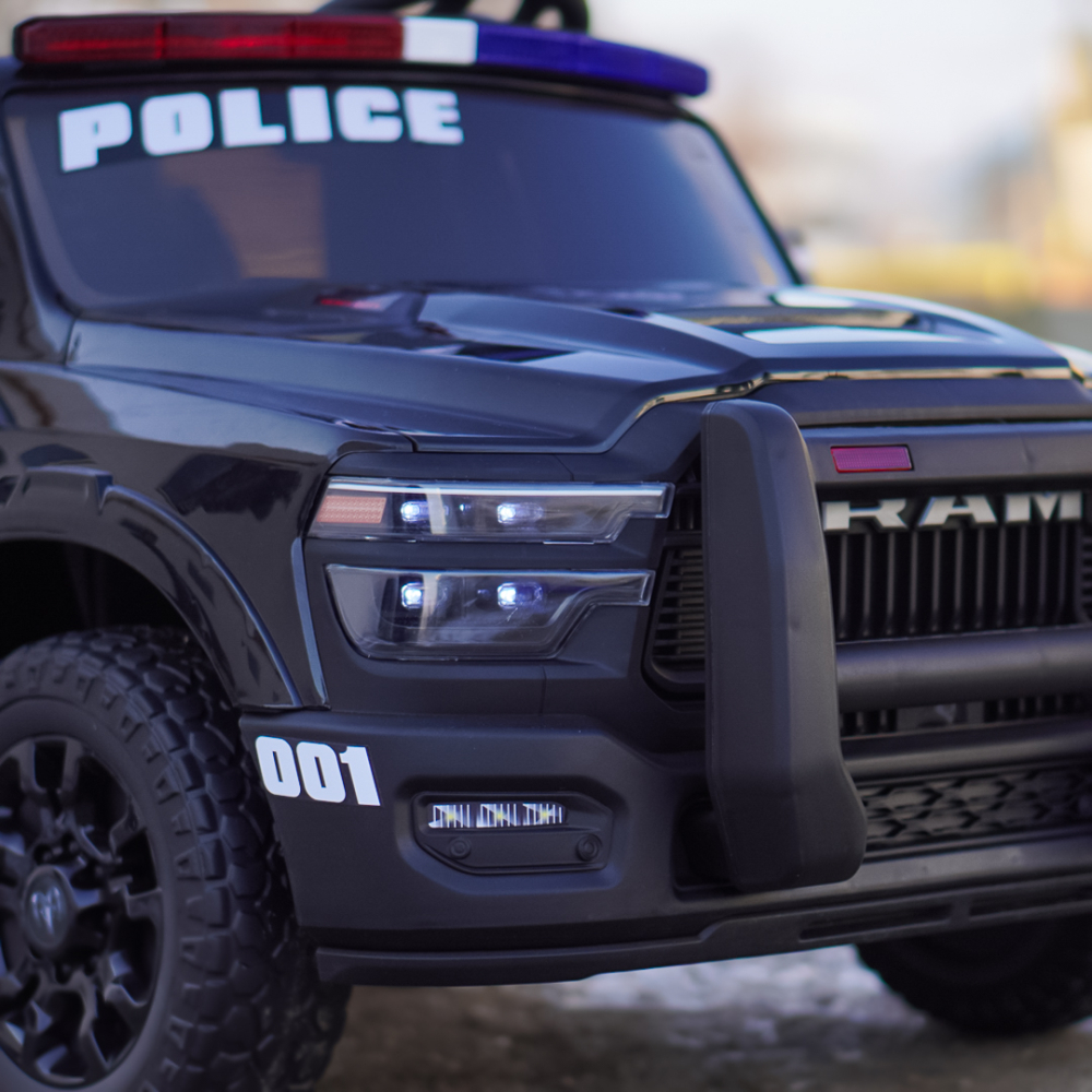 Masinuta electrica de politie pentru 2 copii, DODGE RAM 2500 REBEL, 400W, 24V, echipare, premium, neagra [11]