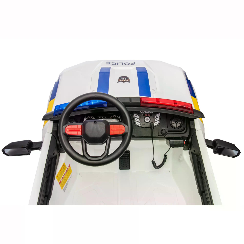 Masinuta electrica de politie pentru 2 copii, Kinderauto Police Patrol, 4x4, 800W, 24V, premium, culoare alba [7]