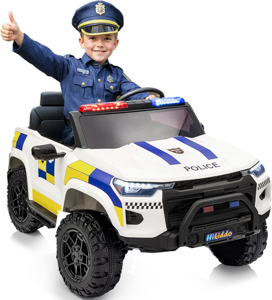Masinuta electrica de politie pentru 2 copii, Kinderauto Police Patrol, 4x4, 800W, 24V, premium, culoare alba [5]