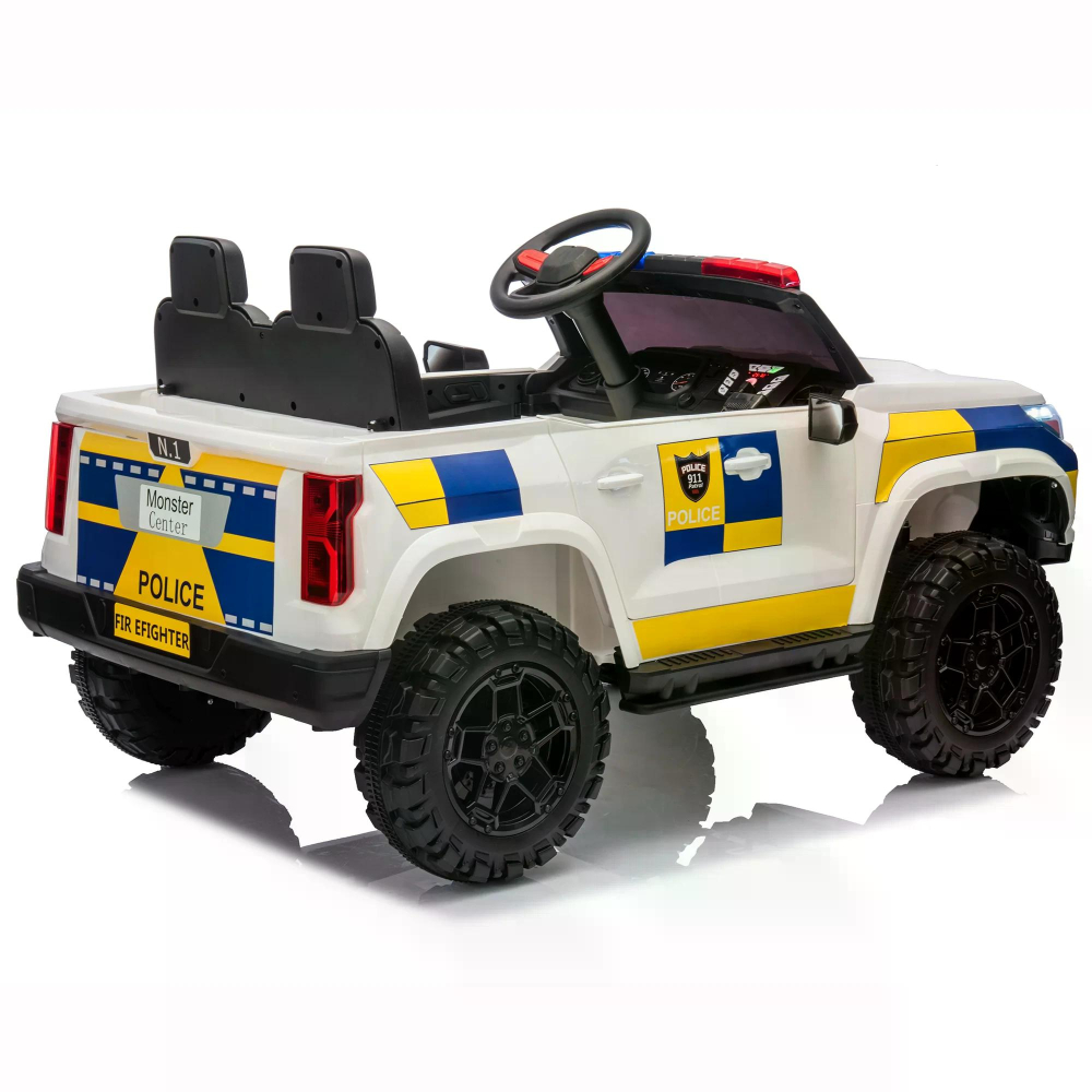 Masinuta electrica de politie pentru 2 copii, Kinderauto Police Patrol, 4x4, 800W, 24V, premium, culoare alba [4]