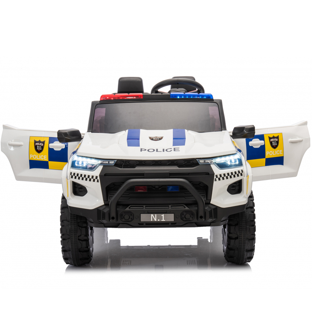 Masinuta electrica de politie pentru copii, Kinderauto Police Patrol, 4x4, 800W, 24V, premium, culoare alba