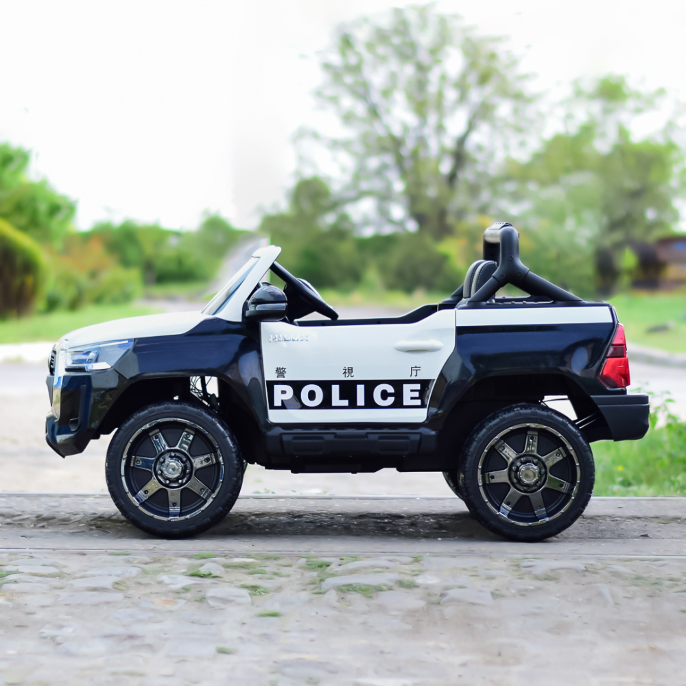 Masinuta electrica de politie, Toyota Hilux 4x4 180W 12V 14Ah PREMIUM, culoare Alba [6]