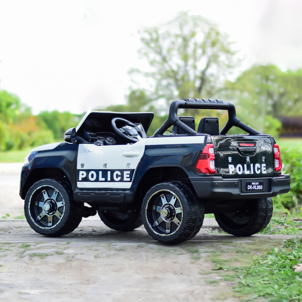 Masinuta electrica de politie, Toyota Hilux 4x4 180W 12V 14Ah PREMIUM, culoare Alba [7]