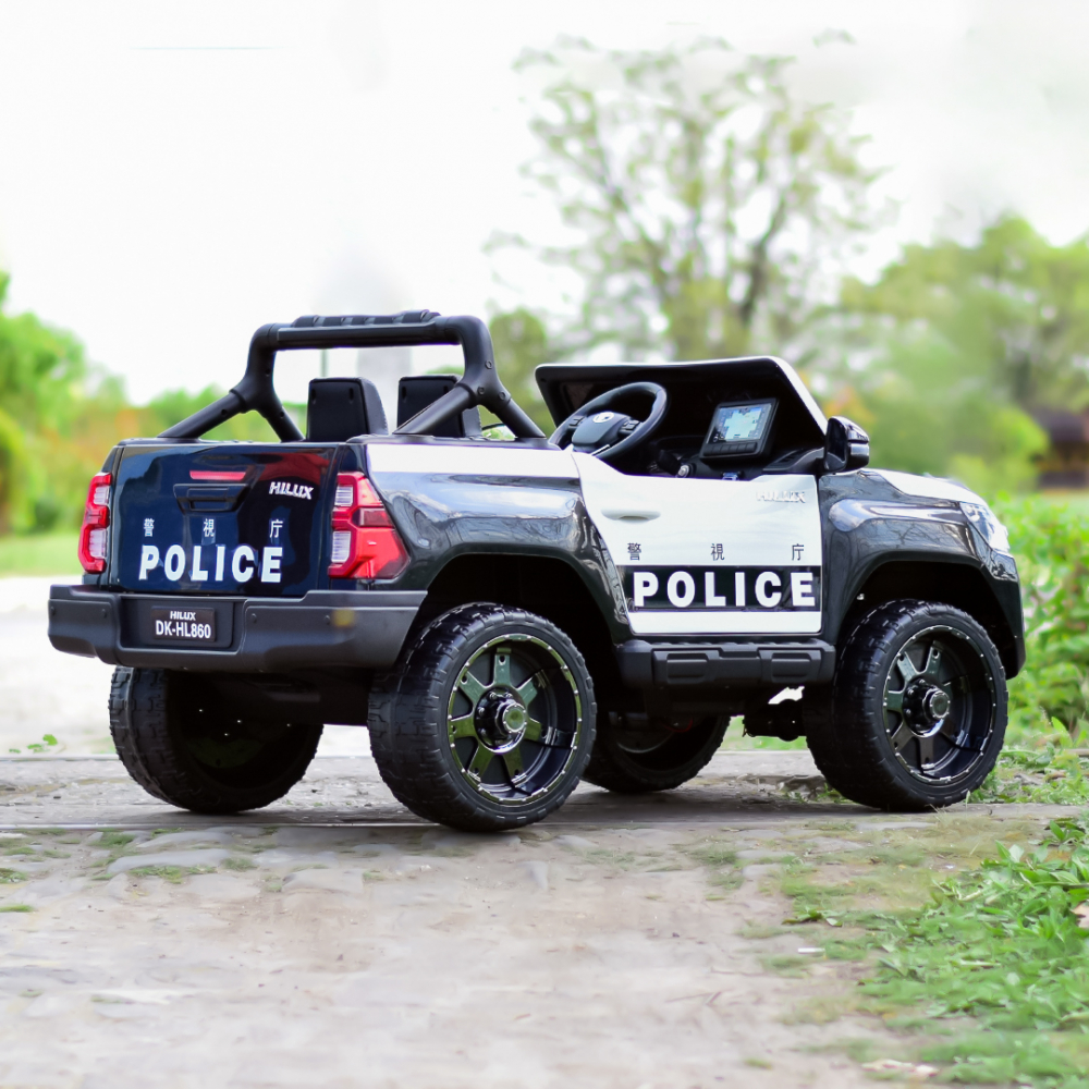 Masinuta electrica de politie, Toyota Hilux 4x4 180W 12V 14Ah PREMIUM, culoare Alba [10]