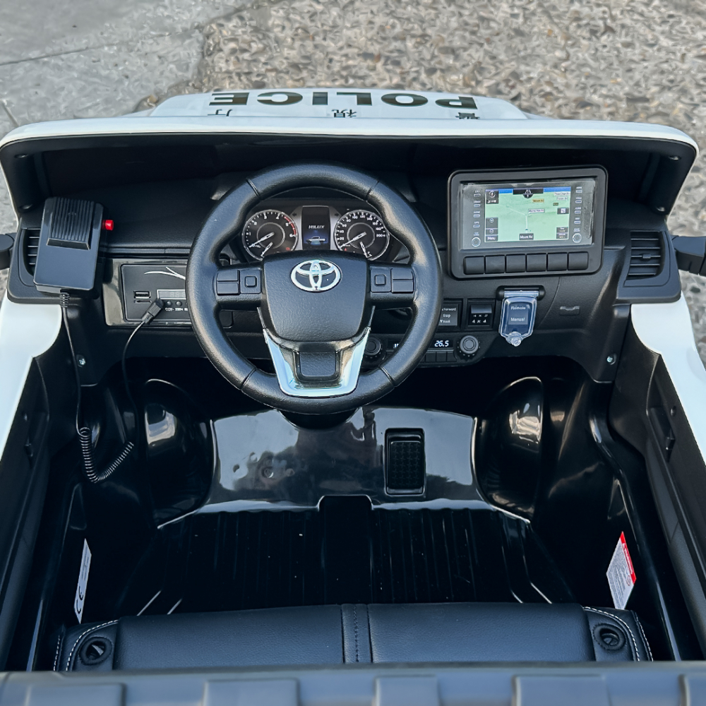 Masinuta electrica de politie, Toyota Hilux 4x4 180W 12V 14Ah PREMIUM, culoare Alba [14]