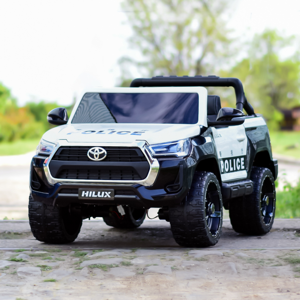 Masinuta electrica de politie, Toyota Hilux 4x4 180W 12V 14Ah PREMIUM, culoare Alba [3]