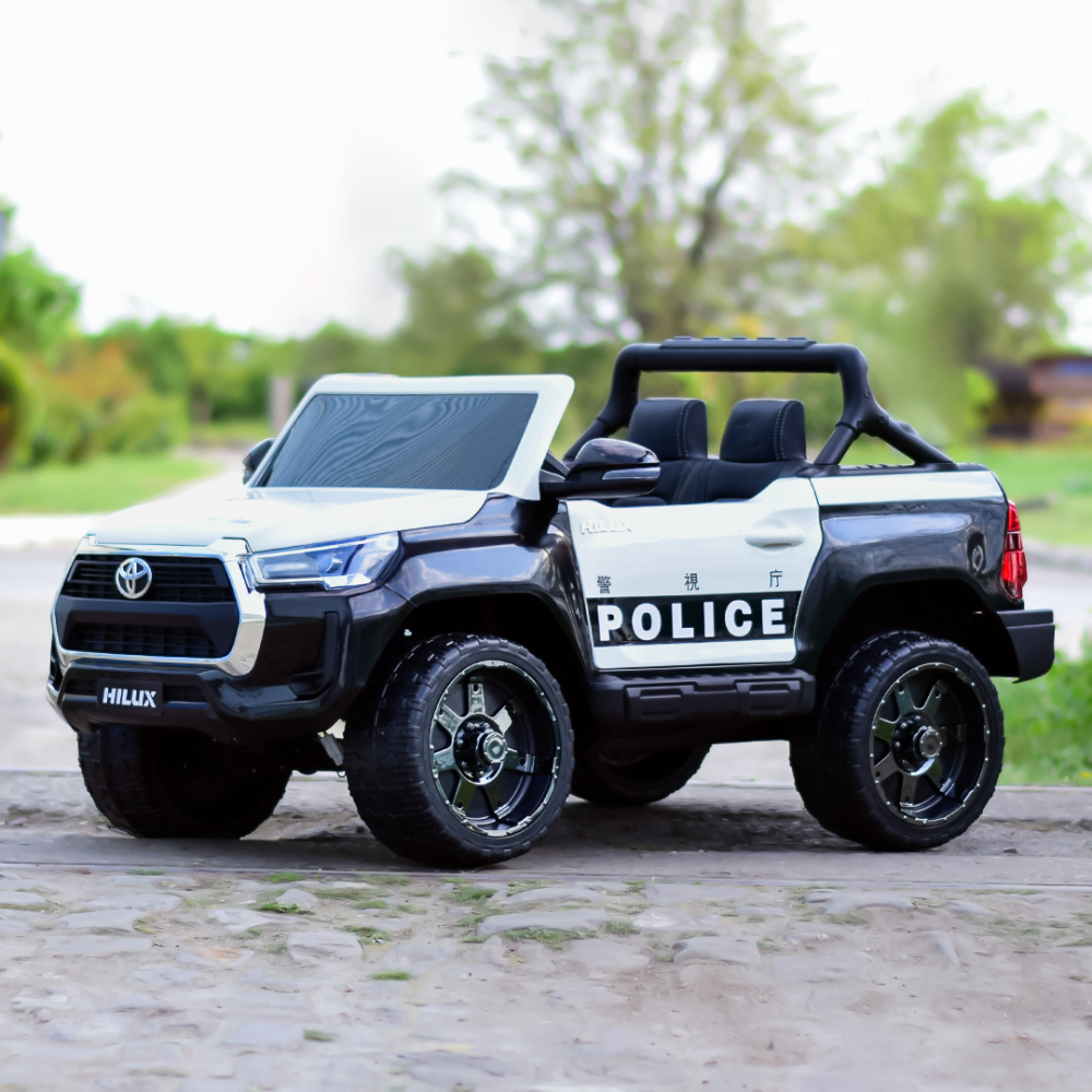 Masinuta electrica de politie, Toyota Hilux 4x4 180W 12V 14Ah PREMIUM, culoare Alba [4]