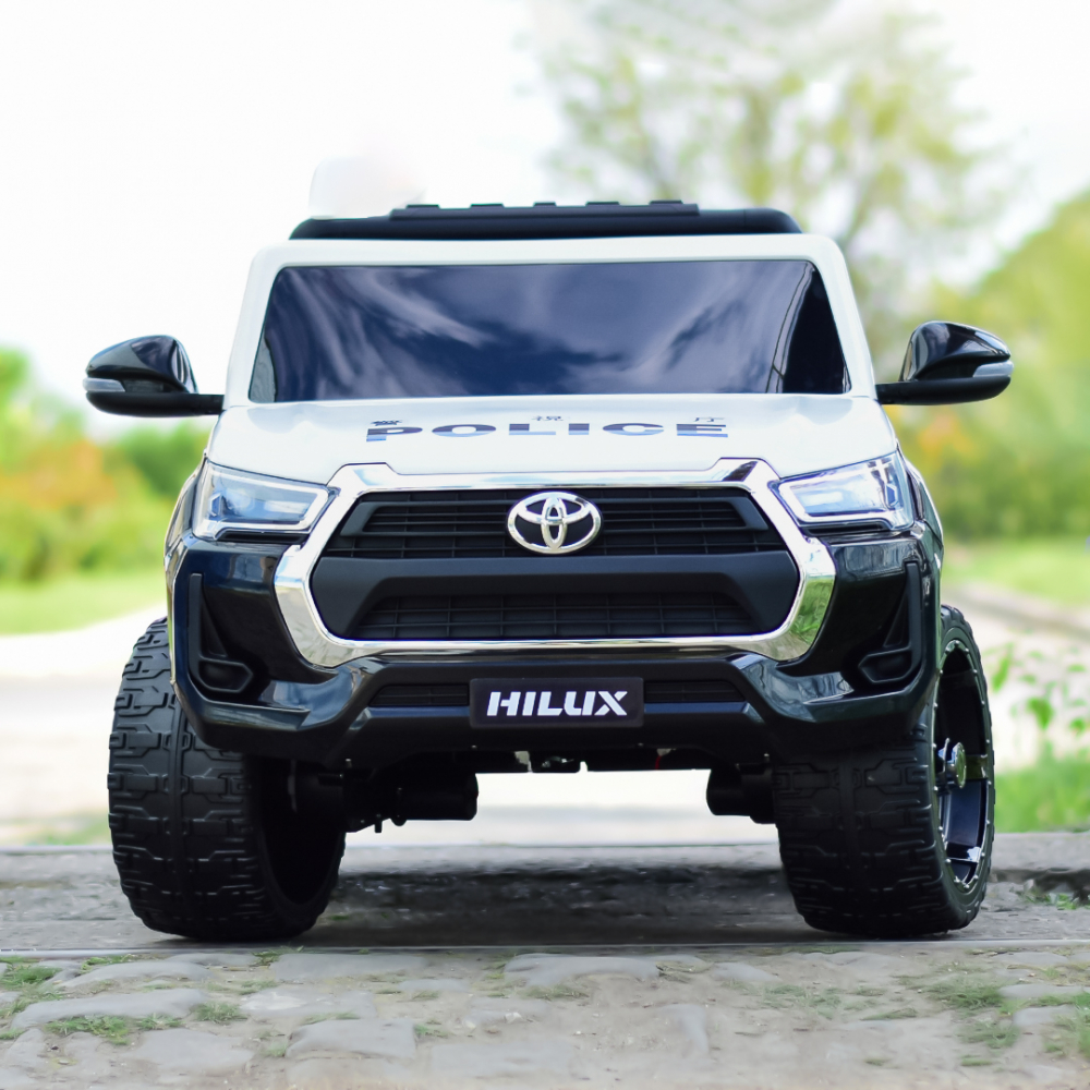 Masinuta electrica de politie, Toyota Hilux 4x4 180W 12V 14Ah PREMIUM, culoare Alba [2]