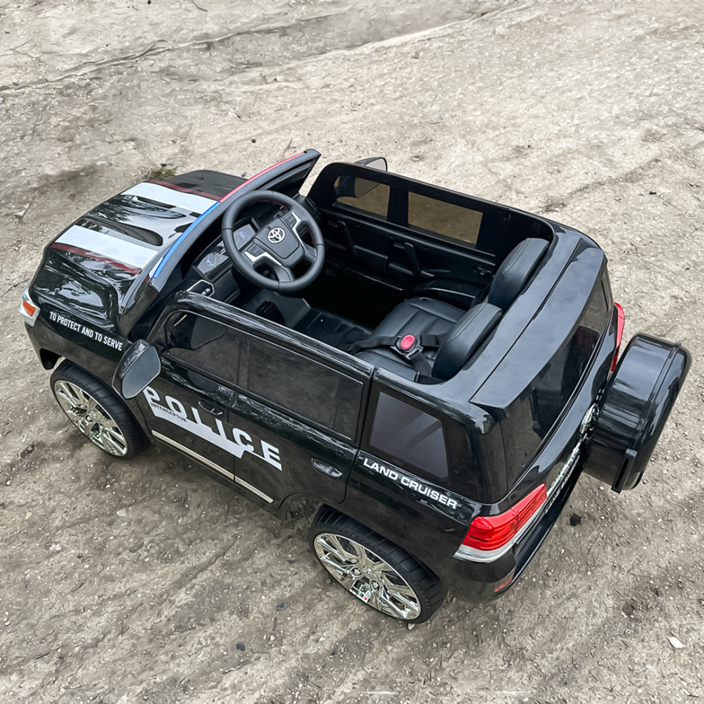 Masinuta electrica de politie, Toyota Land Cruiser, pentru 2 copii, 160W, 12V, echipare premium, neagra [14]