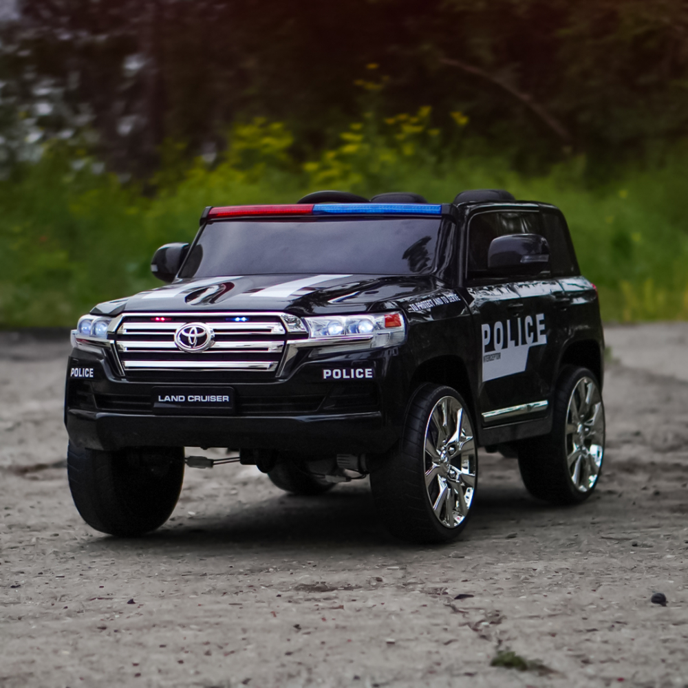 Masinuta electrica de politie, Toyota Land Cruiser, pentru 2 copii, 160W, 12V, echipare premium, neagra [4]