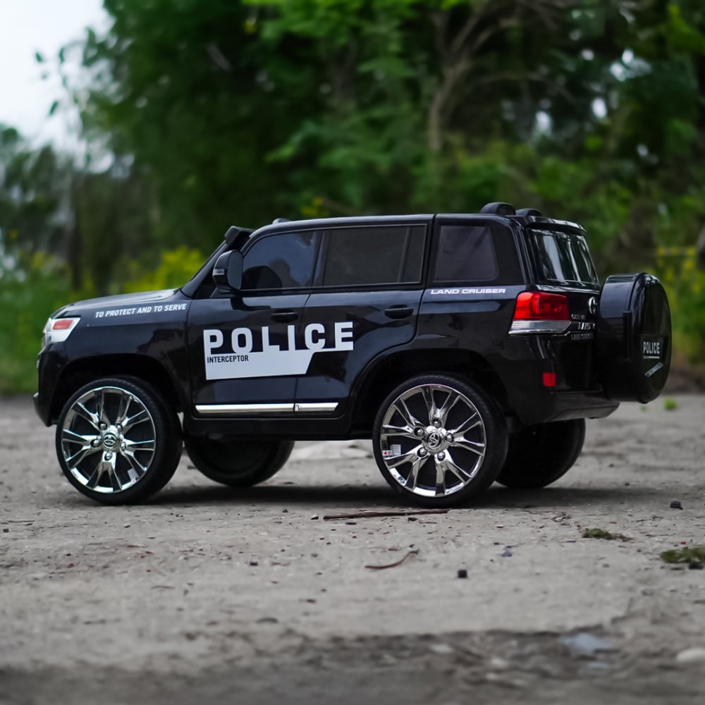 Masinuta electrica de politie, Toyota Land Cruiser, pentru 2 copii, 160W, 12V, echipare premium, neagra [7]