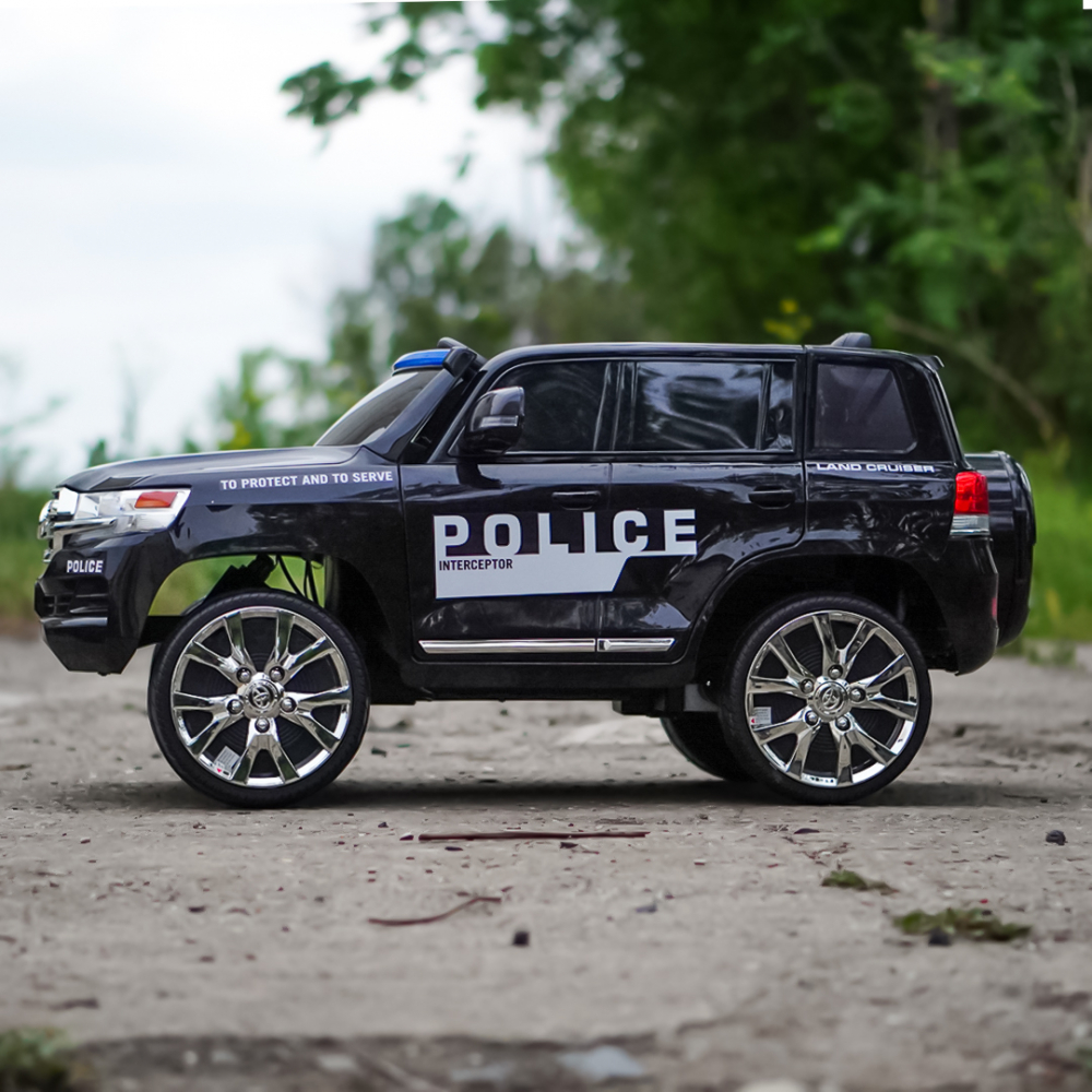 Masinuta electrica de politie, Toyota Land Cruiser, pentru 2 copii, 160W, 12V, echipare premium, neagra [6]
