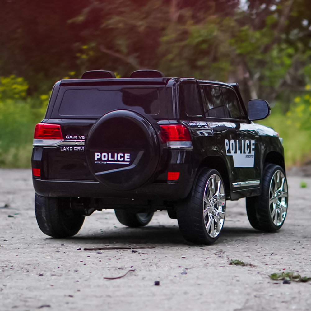 Masinuta electrica de politie, Toyota Land Cruiser, pentru 2 copii, 160W, 12V, echipare premium, neagra [10]