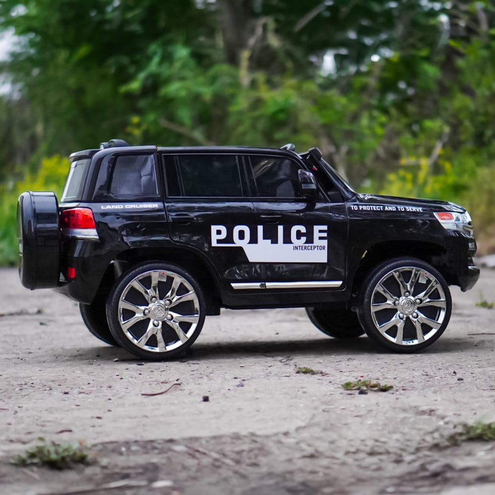 Masinuta electrica de politie, Toyota Land Cruiser, pentru 2 copii, 160W, 12V, echipare premium, neagra [11]