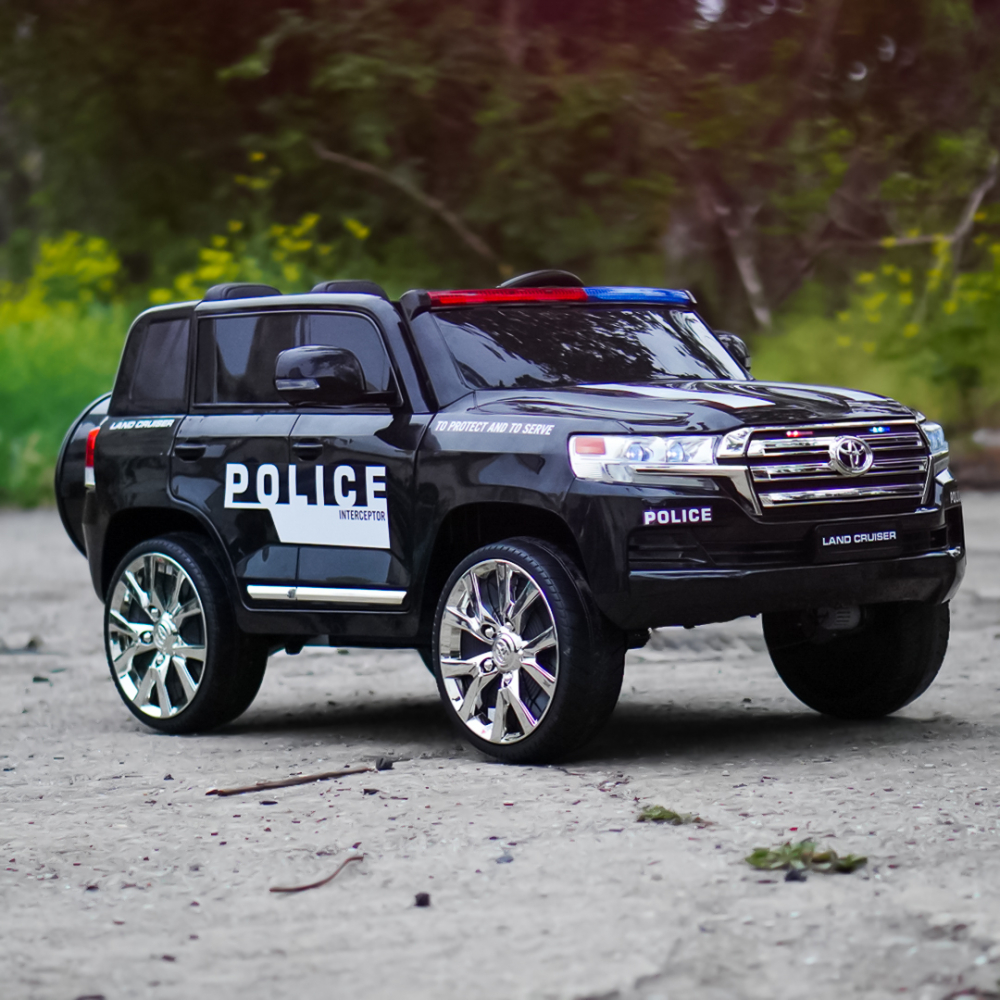 Masinuta electrica de politie, Toyota Land Cruiser, pentru 2 copii, 160W, 12V, echipare premium, neagra [3]