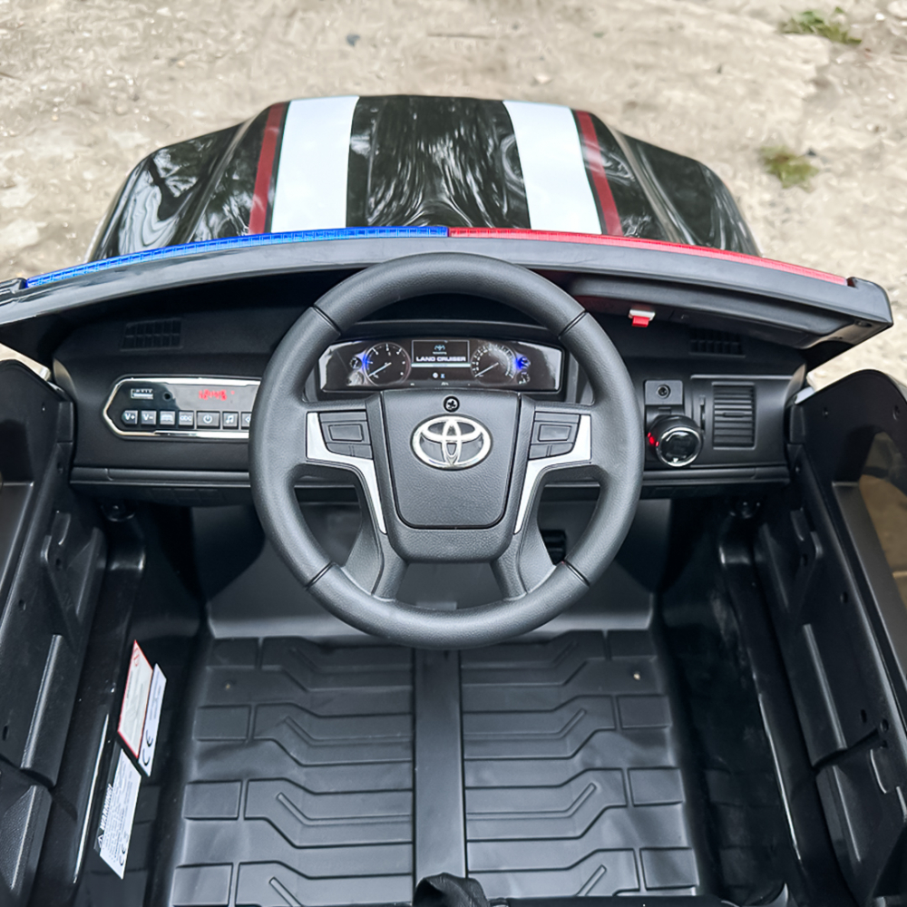 Masinuta electrica de politie, Toyota Land Cruiser, pentru 2 copii, 160W, 12V, echipare premium, neagra [15]