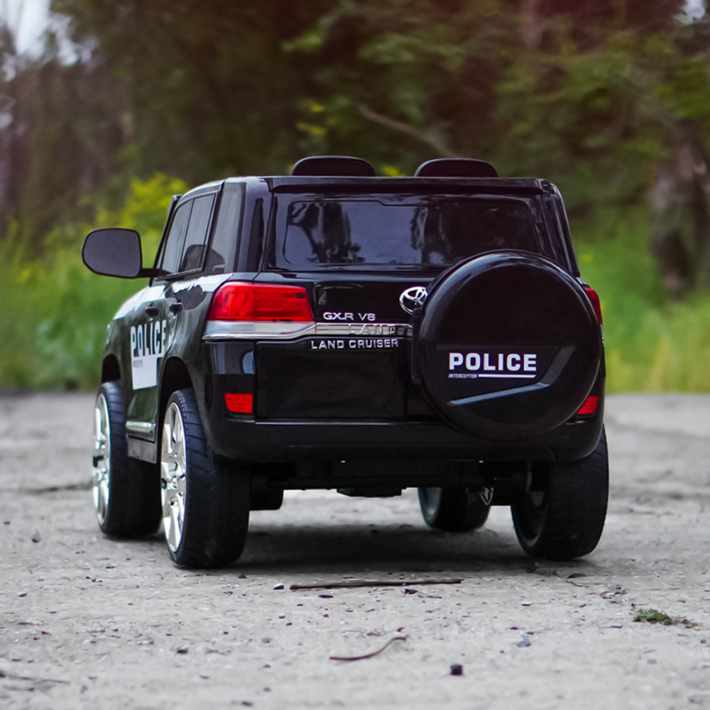 Masinuta electrica de politie, Toyota Land Cruiser, pentru 2 copii, 160W, 12V, echipare premium, neagra [8]