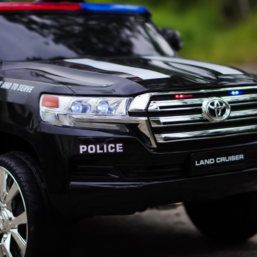 Masinuta electrica de politie, Toyota Land Cruiser, pentru 2 copii, 160W, 12V, echipare premium, neagra [12]