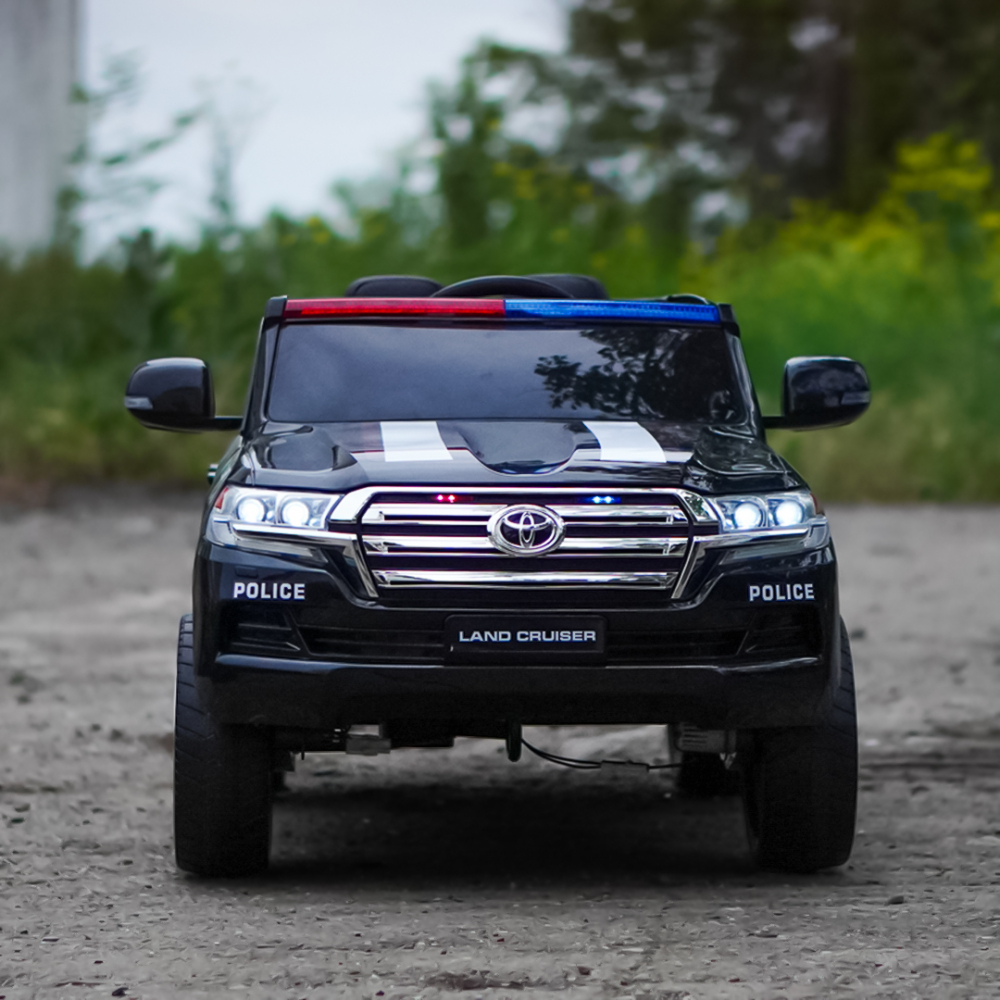 Masinuta electrica de politie, Toyota Land Cruiser, pentru 2 copii, 160W, 12V, echipare premium, neagra [2]