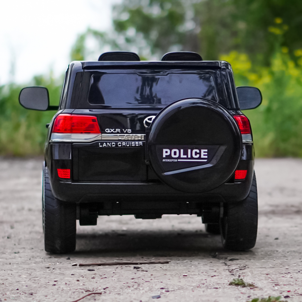 Masinuta electrica de politie, Toyota Land Cruiser, pentru 2 copii, 160W, 12V, echipare premium, neagra [9]