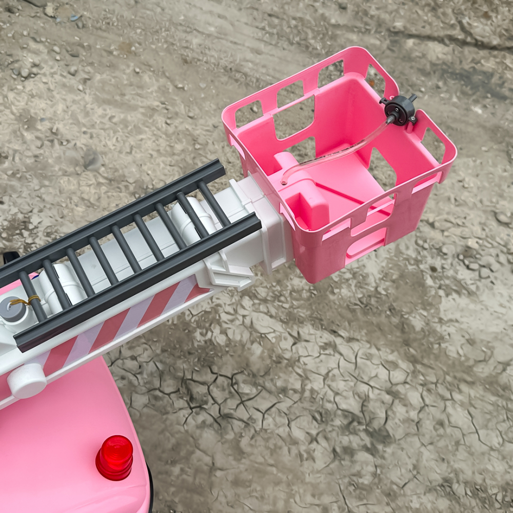 Masinuta electrica de pompieri pentru copii 2-7 ani, Kinderauto B911, 140W, 12V-10Ah, accesorii incluse, bluetooth, roz [17]