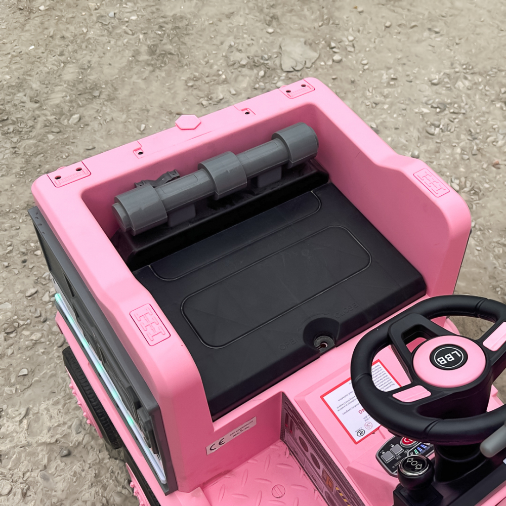 Masinuta electrica de pompieri pentru copii 2-7 ani, Kinderauto B911, 140W, 12V-10Ah, accesorii incluse, bluetooth, roz [18]