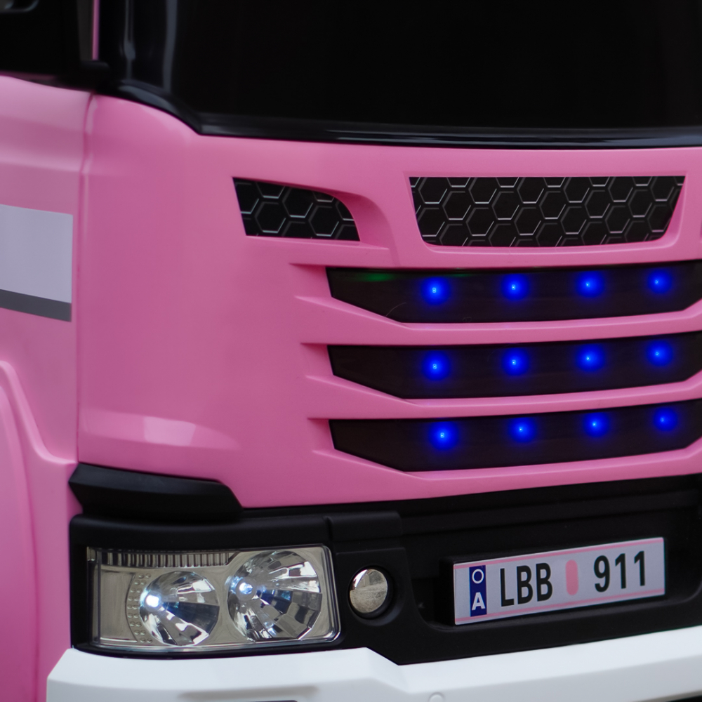 Masinuta electrica de pompieri pentru copii 2-7 ani, Kinderauto B911, 140W, 12V-10Ah, accesorii incluse, bluetooth, roz [11]