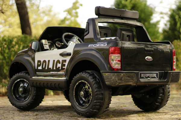 Masinuta electrica Ford Ranger POLICE 90W cu Scaun TAPITAT #Negru [15]