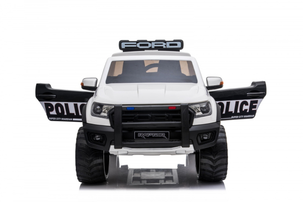 Masinuta electrica Ford Ranger POLICE 90W cu Scaun TAPITAT #Alb [2]