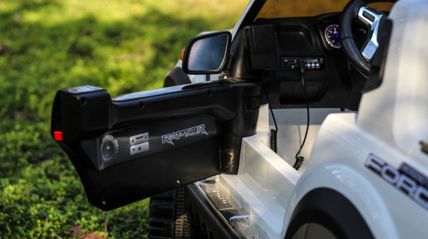 Masinuta electrica Ford Ranger POLICE 90W cu Scaun TAPITAT #Alb [8]