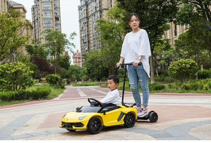 Masinuta electrica Lamborghini SVJ cu hoverboard, Galben [15]