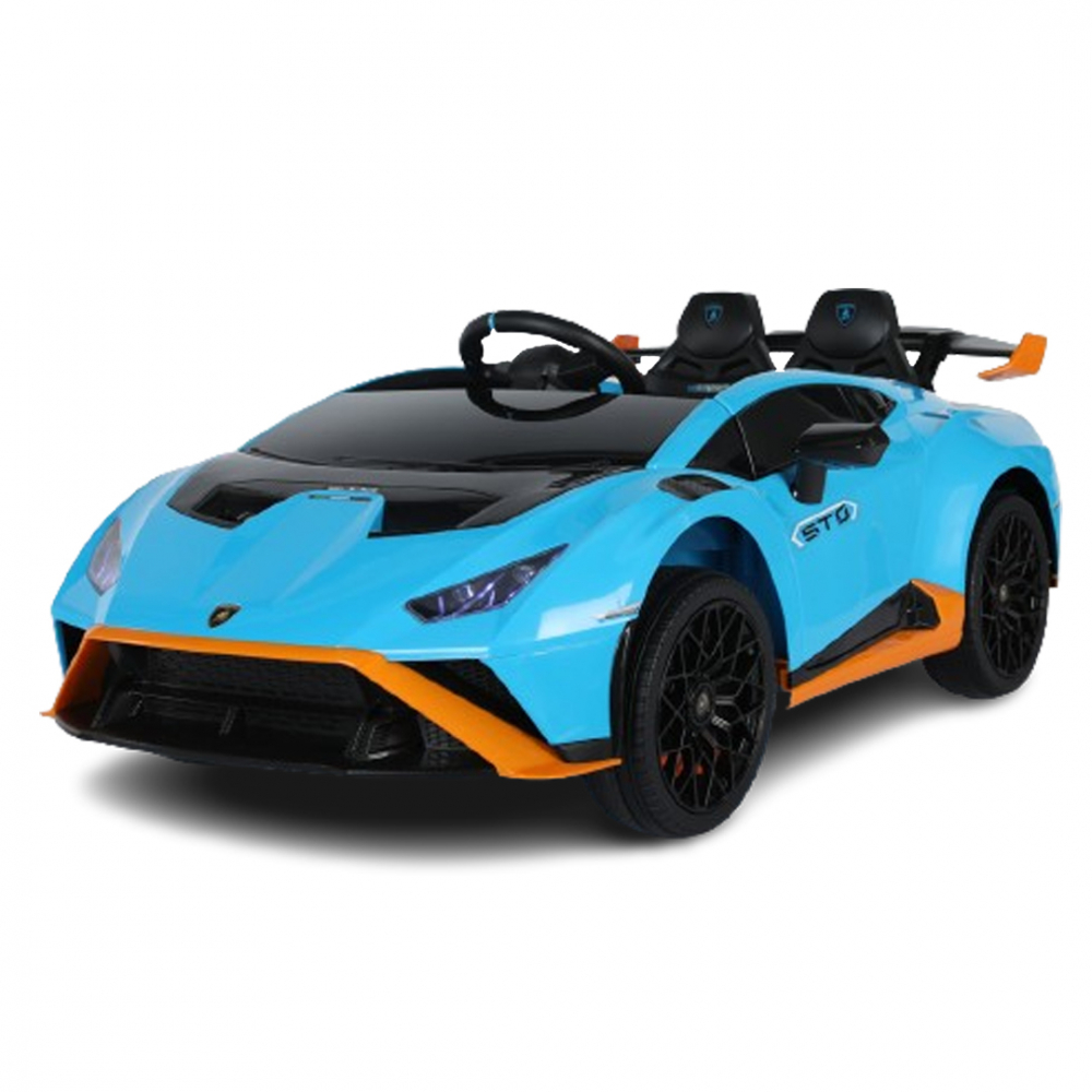 Masinuta electrica cu functie drift Lamborghini Huracan STO, putere 500W, 24V, echipare Premium, albastra