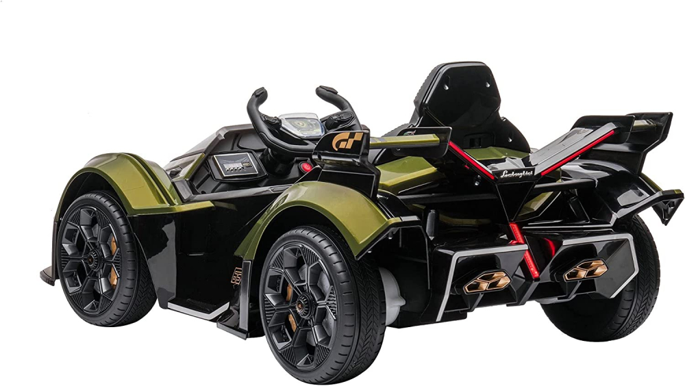 Masinuta electrica pentru copii, Lamborghini Lambo12 Vision, 4x4, 140W, 12V 14Ah, Premium, Army-Green [2]