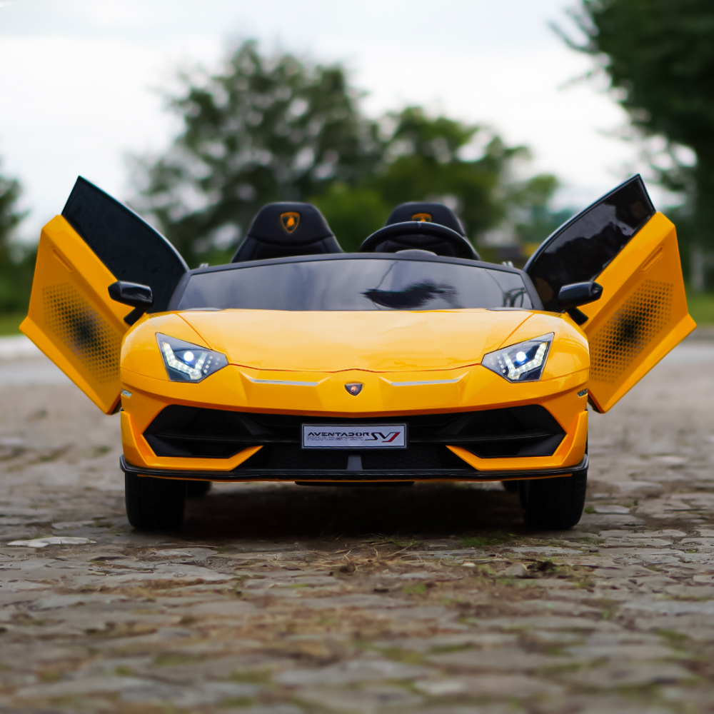 Masinuta electrica pentru 2 copii Lamborghini Aventador Xago 12V 90W Deluxe, Galben [12]
