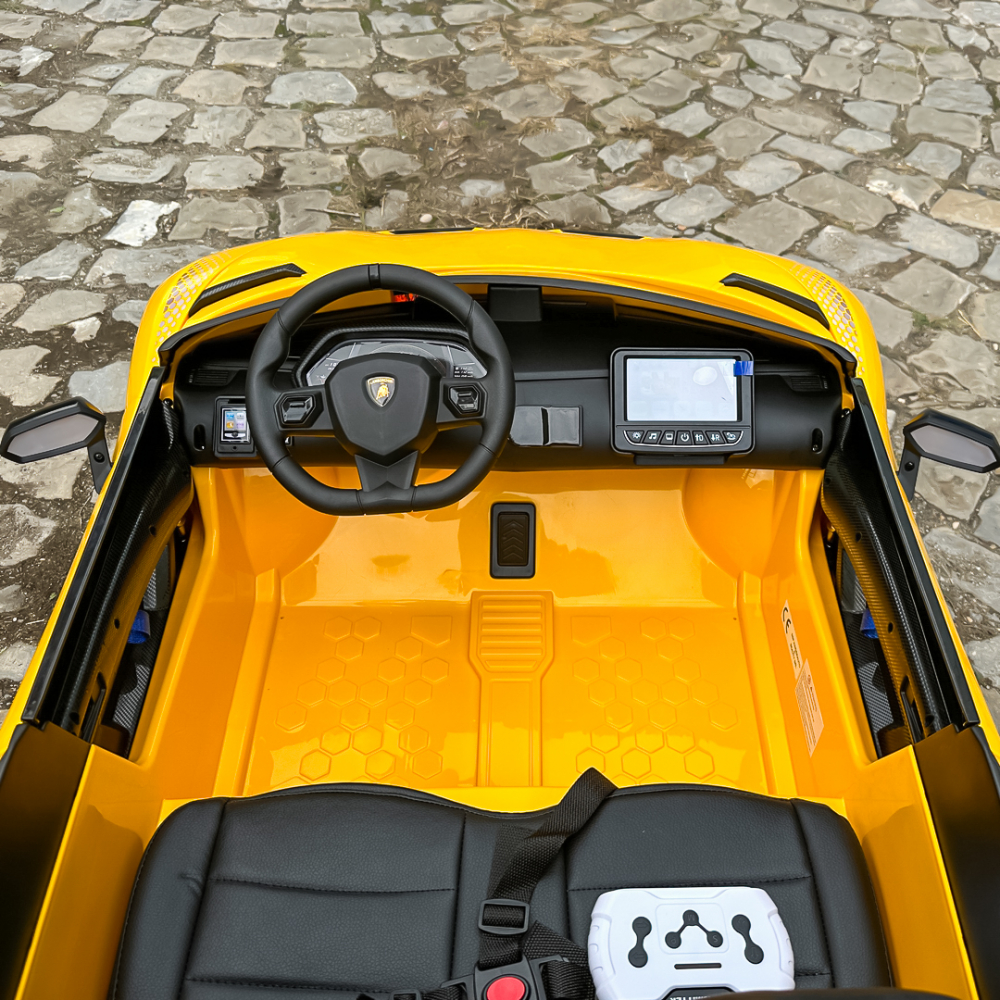 Masinuta electrica pentru 2 copii Lamborghini Aventador Xago 12V 90W Deluxe, Galben [14]