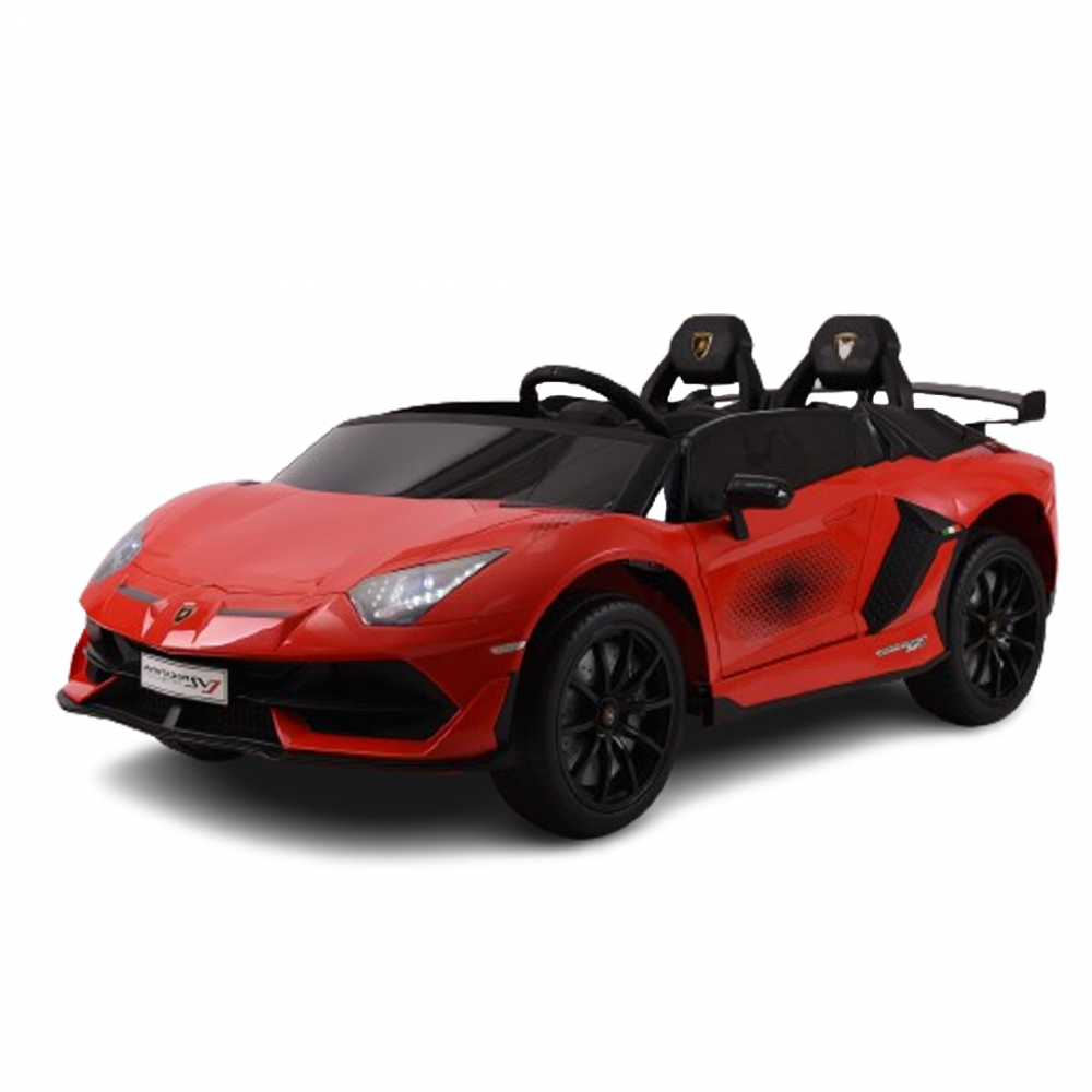 Masinuta electrica pentru 2 copii, Lamborghini Aventador Xago, 12V, 90W, echipare Deluxe, rosie