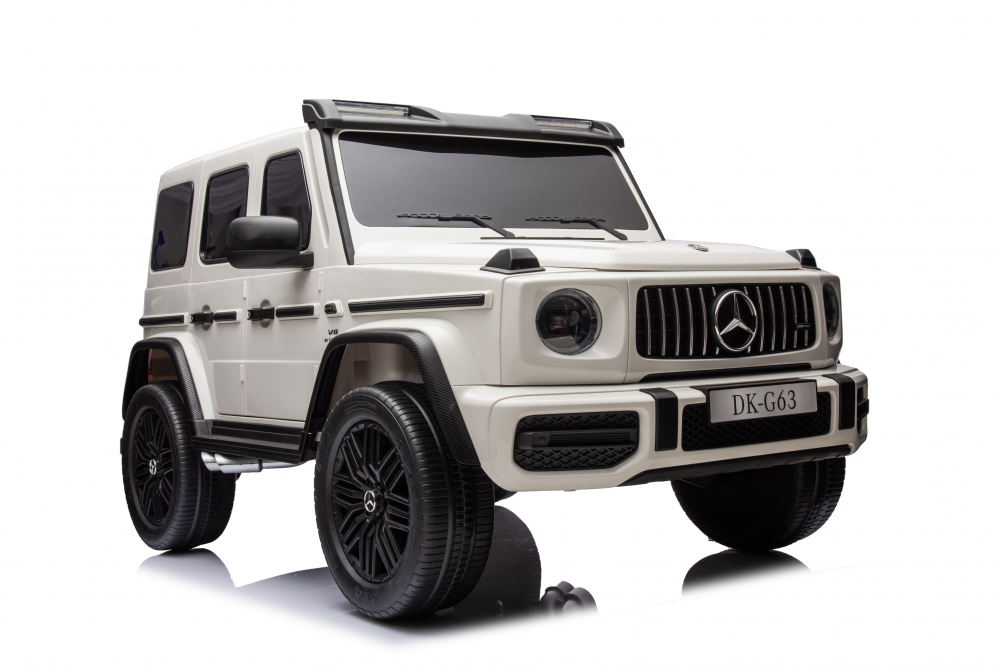 Masinuta electrica pentru 2 copii Mercedes G63, 4x4, 800W, 24V-14Ah, cu Mp3, alba